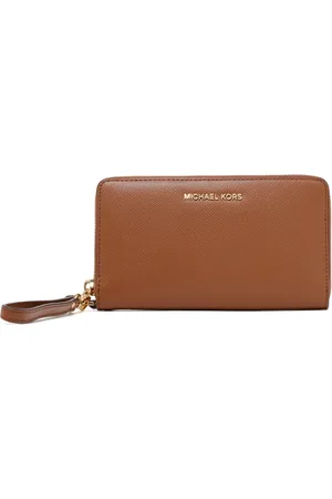 Michael Kors Accessoires, Dames, Bruin, ONE Size, Leer, Bruine Smartphone Polsband met Kaartsleuven