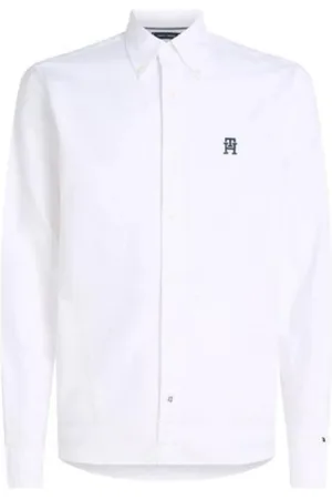 Tommy Hilfiger Overhemden, Heren, Wit, L, Wit Button-Up Shirt met Logo