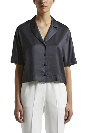 PESERICO SIGN Blouses & Shirts, Dames, Blauw, XS, Satijn, Blouses & Shirts