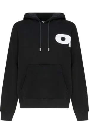 OFF-WHITE Sweatshirts & Hoodies, Heren, Zwart, M, Katoen, Zwart Logo Hoodie Jersey Textuur