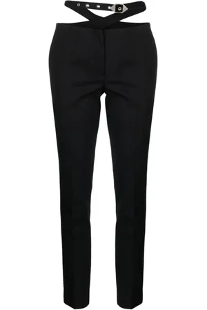 The Attico Broeken, Dames, Zwart, S, Wol, Zwarte Wol Lange Broek
