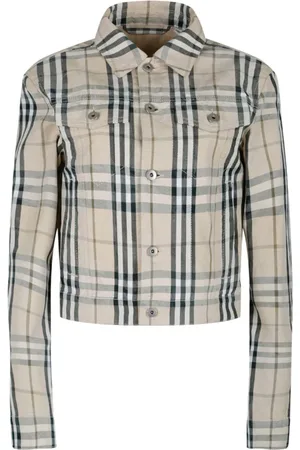 Burberry Jassen, Dames, Veelkleurig, S, Katoen, Geruite Korte Jas