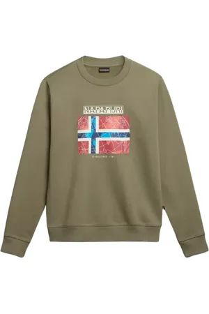 Napapijri Sweatshirts & Hoodies, Heren, Groen, L, Katoen, Groene Katoenen Trui Lange Mouw