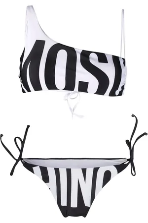 Moschino Badkleding, Dames, Wit, L, Asymmetrische Bikini Set Wit Print