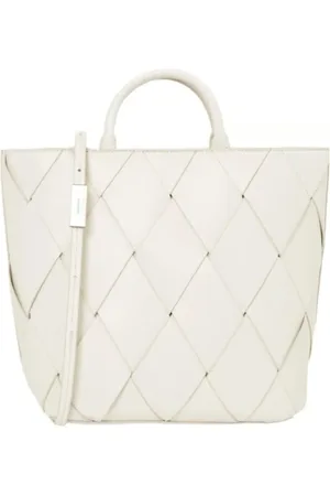 Calvin Klein Tassen, Dames, Wit, ONE Size, Gestructureerde Witte Tote Tas