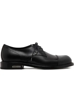 Jimmy Choo Schoenen, Heren, Zwart, 40 EU, Leer, Zwarte platte Derby schoenen