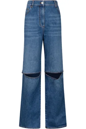 J.W.Anderson Jeans, Dames, Blauw, S, Denim, Cut Out Denim Jeans Blauw