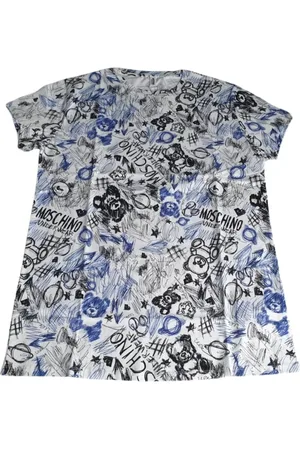 Moschino Tops, Dames, Veelkleurig, S, Katoen, Underbear Wit Katoenen T-Shirt