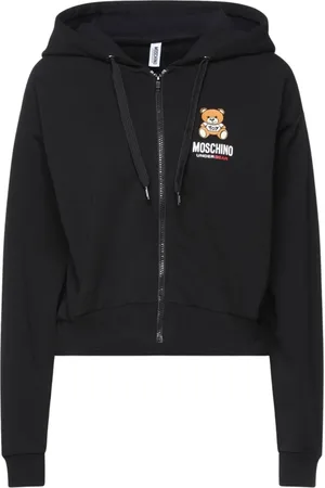 Moschino Sweatshirts & Hoodies, Dames, Zwart, XS, Katoen, Teddy Logo Beer Katoen Zwart Fleece