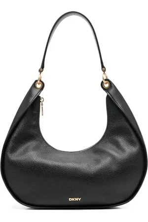 DKNY Tassen, Dames, Zwart, ONE Size, Leer, Zwarte Hobo Schoudertas