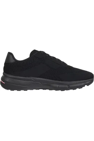 Tommy Hilfiger Schoenen, Heren, Zwart, 44 EU, Polyester, Zwarte Gebreide Sneakers