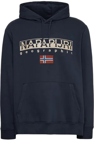 Napapijri Sweatshirts & Hoodies, Heren, Blauw, M, Katoen, Blauwe Hoodie met Lange Mouwen van Katoen