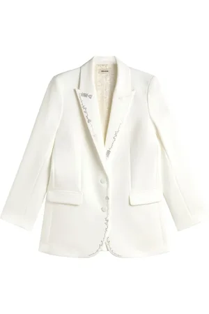 Zadig & Voltaire Jassen, Dames, Wit, XS, Sterren Strass Blazer