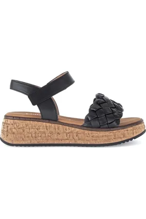 Gabor Schoenen, Dames, Zwart, 35 1/2 EU, Leer, Zwarte leren sandalen