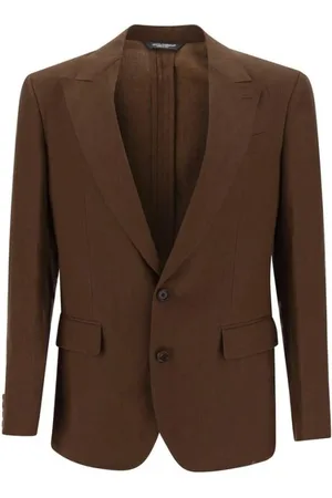 Dolce & Gabbana Jassen, Heren, Bruin, L, Linnen, Klassieke Linnen Blazer Jas