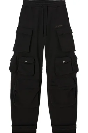 The Attico Broeken, Dames, Zwart, 2Xs, Katoen, Zwarte Broek Stijlvol Multi-Zak Ontwerp