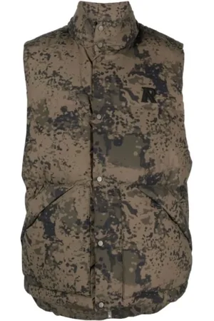 Represent Jassen, Heren, Veelkleurig, L, Camouflage Puffer Gilet Jas met Zakken