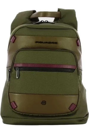 Piquadro Tassen, Dames, Groen, ONE Size, Groene Unisex Laptoptas met Leren Details