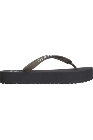 Calvin Klein Schoenen, Dames, Zwart, 40 EU, Zwarte Flatform Flip Flops