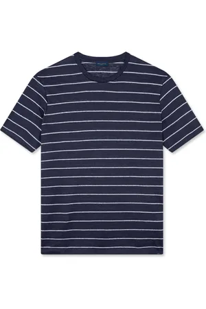 Paul & Shark Tops, Heren, Blauw, L, Linnen, Gestreept Linnen Jersey T-shirt