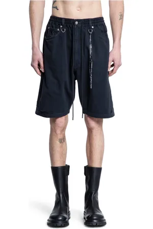 MASTERMIND Korte broeken, Heren, Zwart, L, Denim, Zwarte Denim Vernietigde Shorts met Koordjes