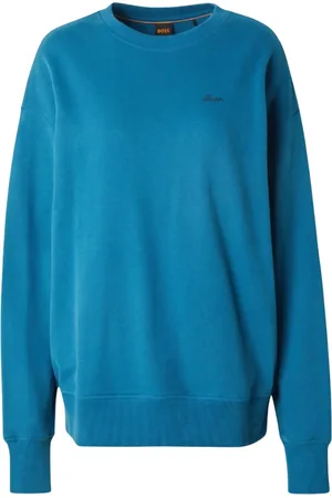 HUGO BOSS Sweatshirts & Hoodies, Dames, Blauw, M, Katoen, Ronde hals sweatshirt Comfort fit