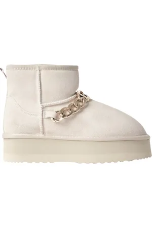 GAËLLE Schoenen, Dames, Wit, 39 EU, Polyester, Bont Ketting Winterlaarzen Wit Vrouwen