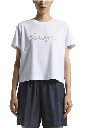 PESERICO SIGN Tops, Dames, Wit, 3Xs, Katoen, Bi-elastisch T-shirt van katoenen jersey met logo
