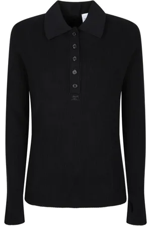 Courrèges Truien, Dames, Zwart, M, Katoen, Zwarte Polo Jumper met Logo