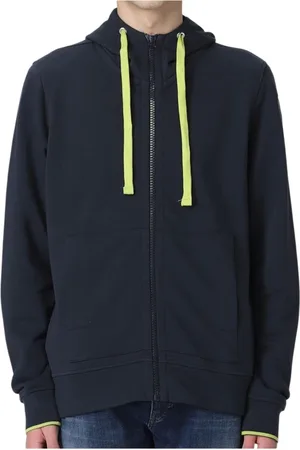 Blauer Sweatshirts & Hoodies, Heren, Blauw, M, Katoen, Blauwe Hoodie met Rits van Katoen