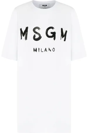 Msgm Kleedjes, Dames, Wit, S, Katoen, Wit Logo Print T-Shirt