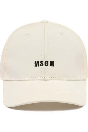 Msgm Accessoires, unisex, Wit, ONE Size, Katoen, Witte Logo Geborduurde Pet