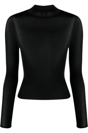 Courrèges Tops, Dames, Zwart, M, Zwarte Mockneck 2nd Skin Top