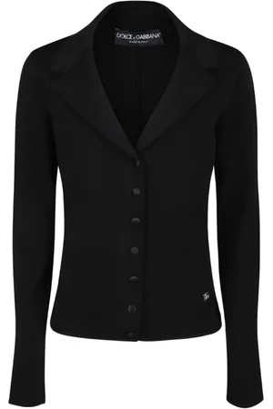 Dolce & Gabbana Jassen, Dames, Zwart, M, Zwarte Button Up Jas
