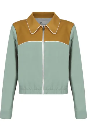 Tory Burch Jassen, Dames, Groen, S, Reflecterende jas met piping detail