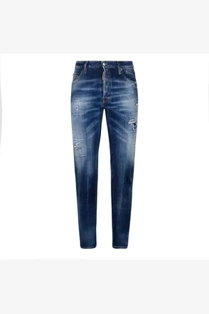 Dsquared2 Jeans, Heren, Blauw, L, Denim, Donkerblauwe Denim Jeans Taps Toelopende Pijpen