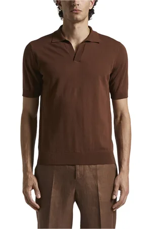 PESERICO SIGN Truien, Heren, Bruin, 2Xl, Katoen, Puur katoenen poloshirt