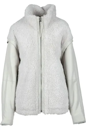 IRO Jassen, Dames, Grijs, L, Leer, Faux Fur Shearling Jassen