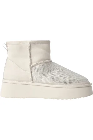 GAËLLE Schoenen, Dames, Wit, 38 EU, Polyester, Bont Eskimo laarzen met strass