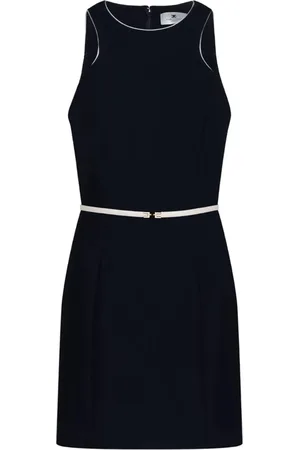 Elisabetta Franchi Kleedjes, Dames, Zwart, M, Zwarte Crepe Jurk met Contrast Riem