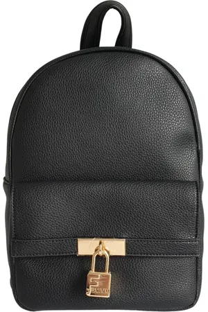 Fracomina Tassen, Dames, Zwart, ONE Size, Leer, Zwarte Kunstleren Rugzak Vrouw