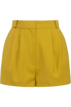 Elisabetta Franchi Korte broeken, Dames, Geel, M, Wol, Stijlvolle 100%Wv Jurk