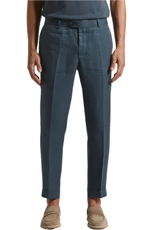 PESERICO SIGN Broeken, Heren, Blauw, 2Xl, Linnen, Ermenegildo Zegna zuivere linnen broek