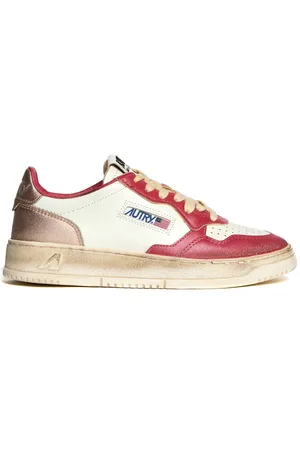 Autry Schoenen, Dames, Veelkleurig, 36 EU, Stijlvolle Wit Roze Koperen Sneakers