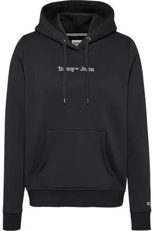 Tommy Hilfiger Sweatshirts & Hoodies, Dames, Zwart, XS, Katoen, Lineaire Hoodie van Katoen Zwart