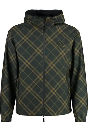 Burberry Jassen, Heren, Groen, M, Polyester, Omkeerbaar Jasje met Ruitpatroon en Trekkoordzoom