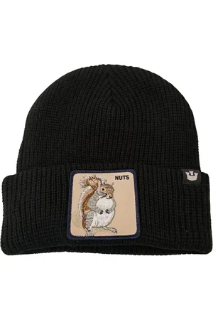 Goorin Bros. Accessoires, Dames, Zwart, ONE Size, Wol, Dieren Patch Beanie Hoed Zwart Unisex