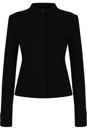 Courrèges Jassen, Dames, Zwart, M, Leer, Zwarte getailleerde jas met uitlopende mouwen