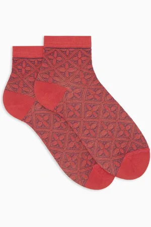 Gallo Ondergoed, Dames, Veelkleurig, S, Katoen, Roze ultrakorte katoenen sokken voor dames met batikpatroon