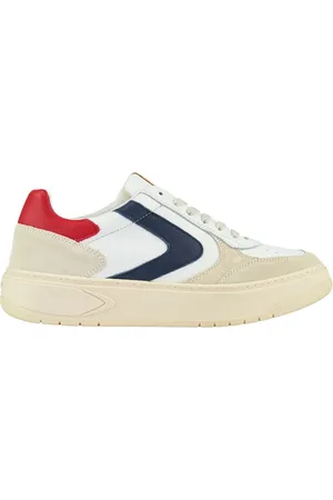 Valsport 1920 Schoenen, Heren, Veelkleurig, 43 EU, Leer, Witte leren sneaker met rode en blauwe details